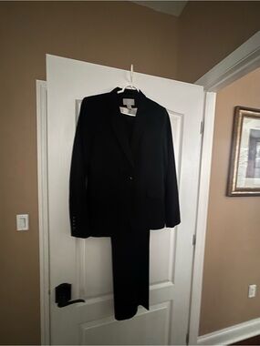 H&M Women's  Black Two-Piece Pinstripe Suit Blazer and Trousers size 10